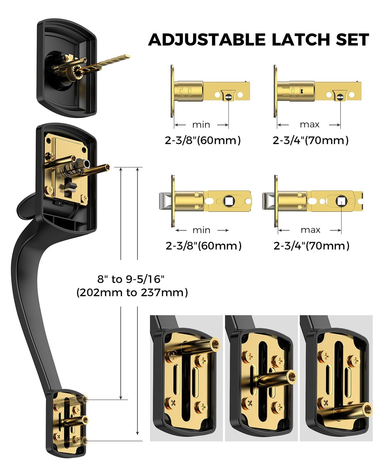 Front Door Handle and Deadbolt Set for Right & Left Handed, Front Door Lock S…