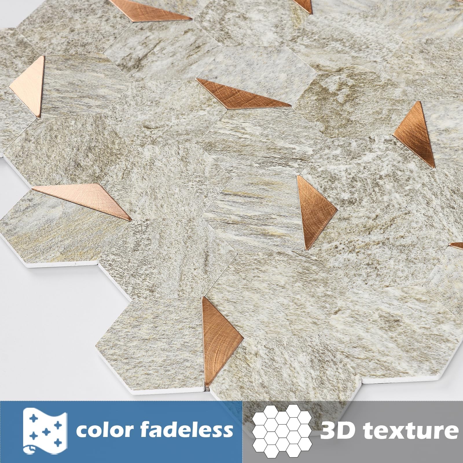 OYASIMI 10 Sheets Sandstone Beige Hexagon Peel and Stick Backsplash for Kitchen