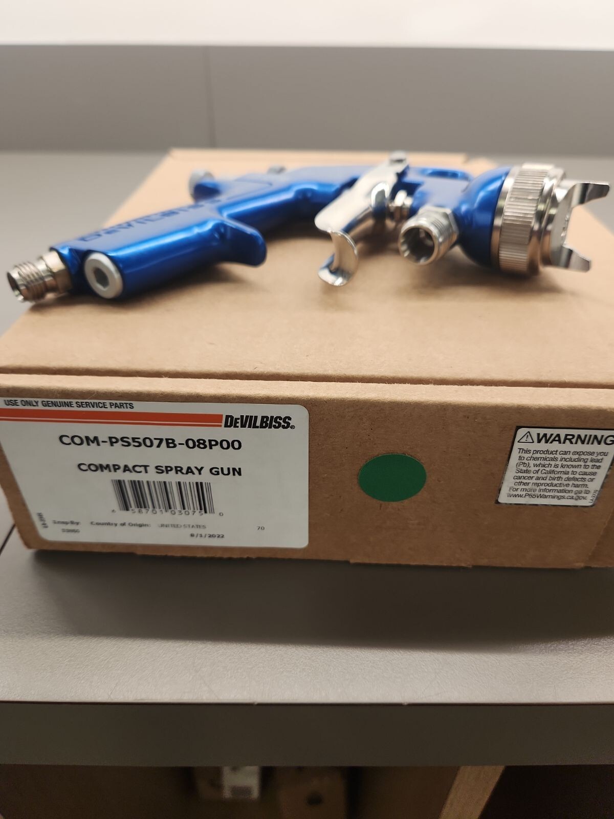 DeVilbiss Compact HVLP 0.8mm Spray Gun -COM-PS507B-08P00