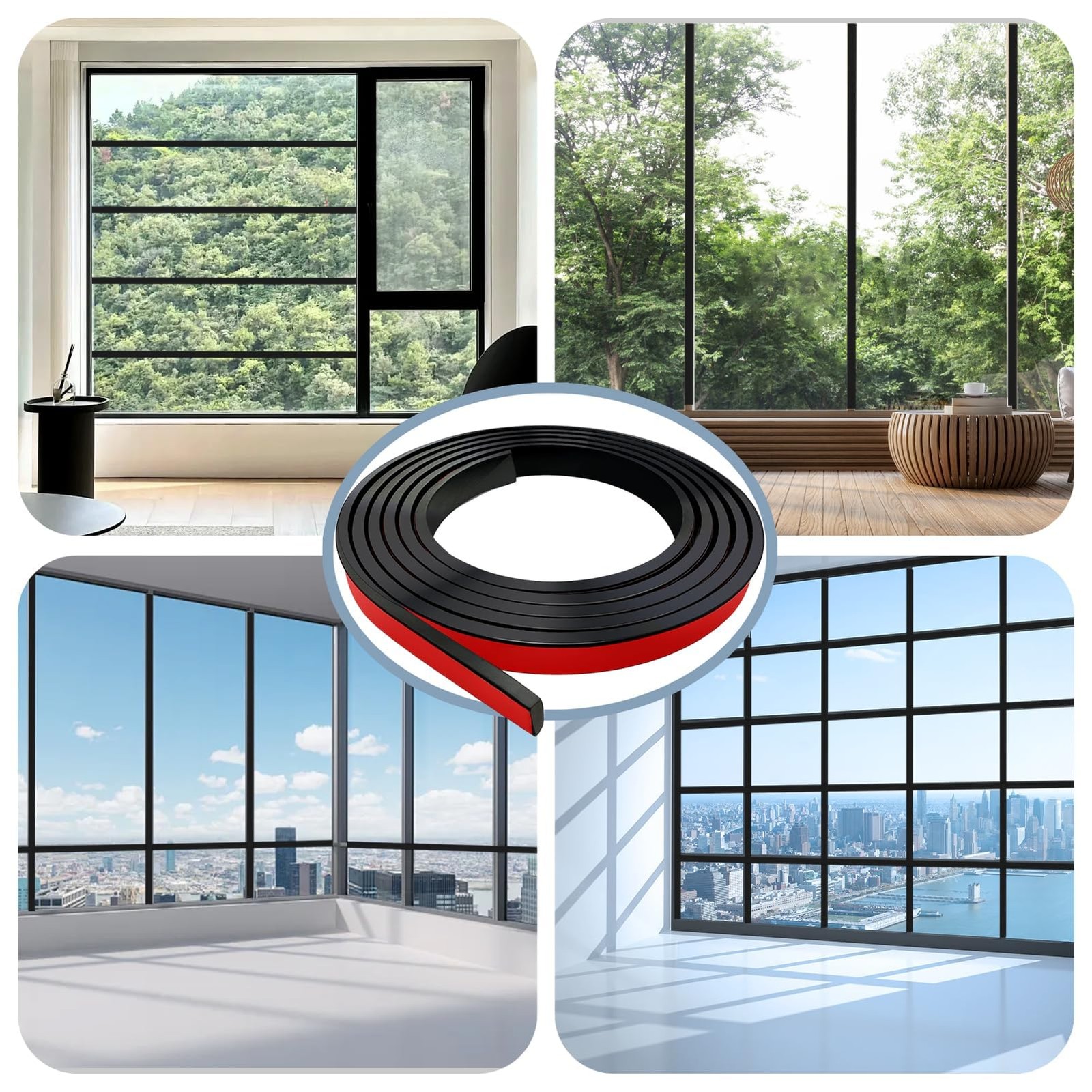 5 PCS Window Grid Kit, 32.8ft Peel and Stick 6.56 ft x 0.6 in x 0.2 in, Black