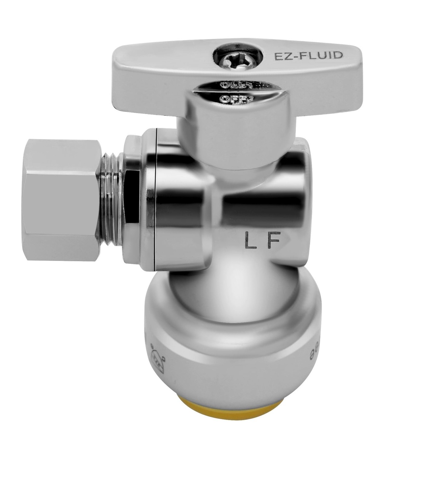 (1) EZ-FLUID 1/2″ Copper Push-Fit (5/8″ OD) x 3/8″OD Outlet, Small, Chrome
