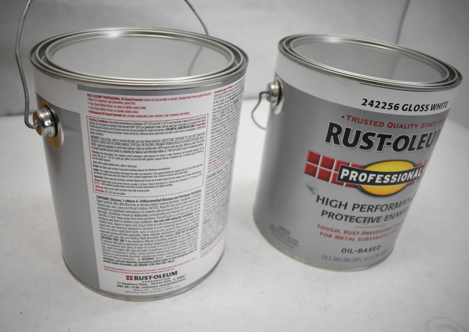 Lot of 2 Rust-Oleum 242256 High Performance Gloss White VOC Enamel 1 gal