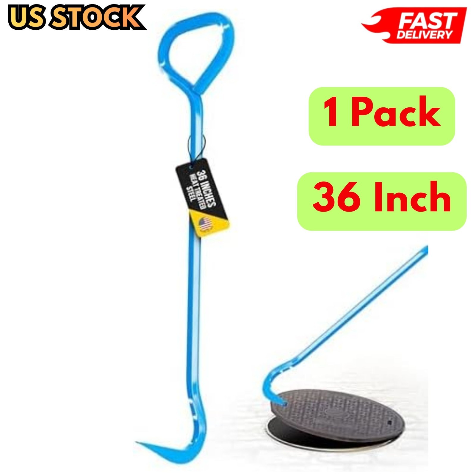 Heavy Duty Manhole Hook Lifter Puller for Manhole Cover/Storm Drains/Septic Lid