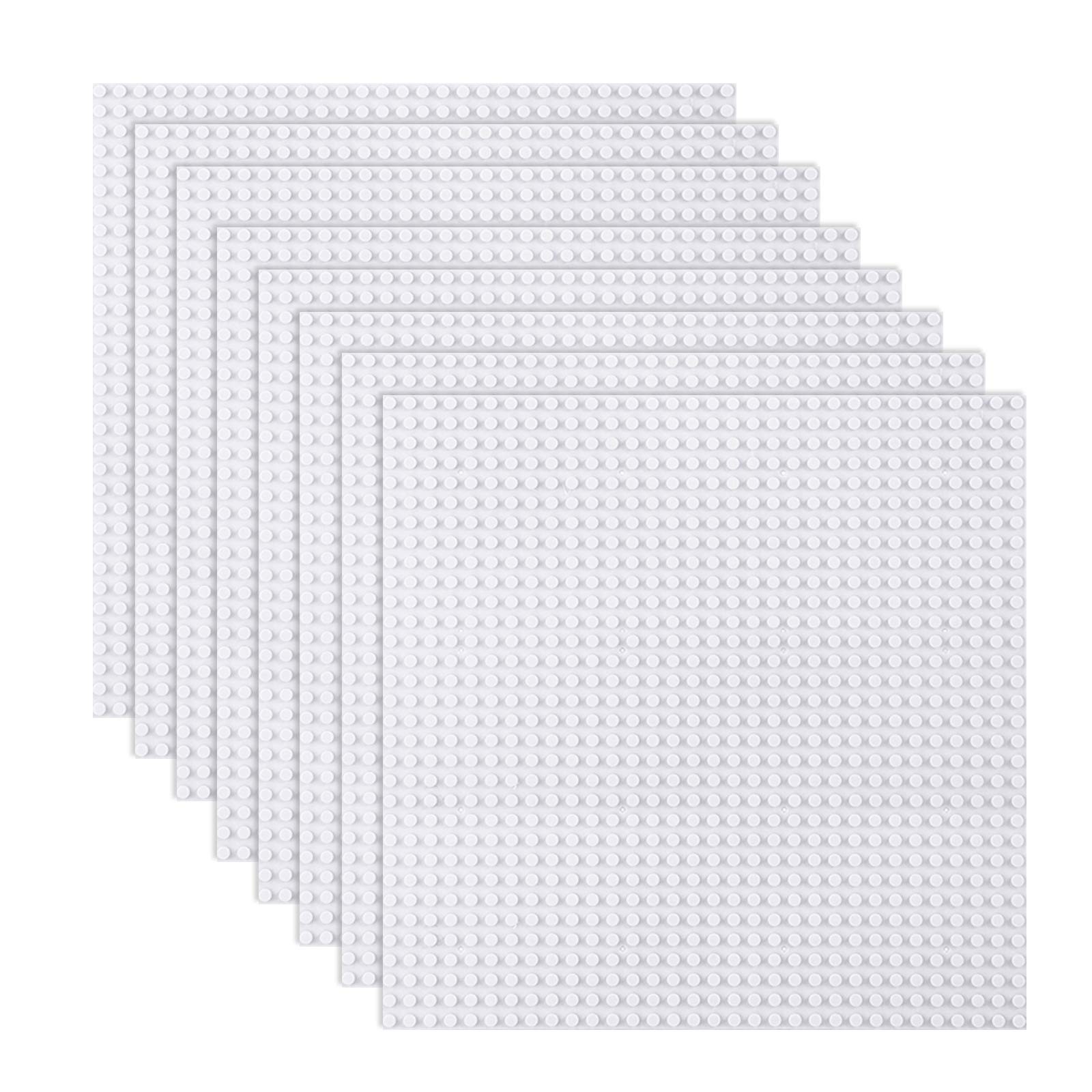 LVHERO Classic White 10″x10″ Baseplates for Building Bricks – 8 Pack
