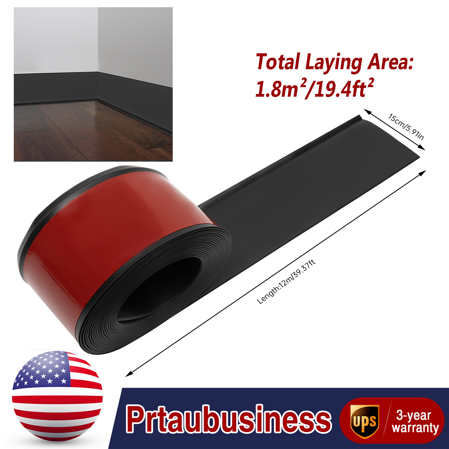 Wall Base Trim Super Strong Peel & Stick Adhesive Back Flexible Self Stick Trim