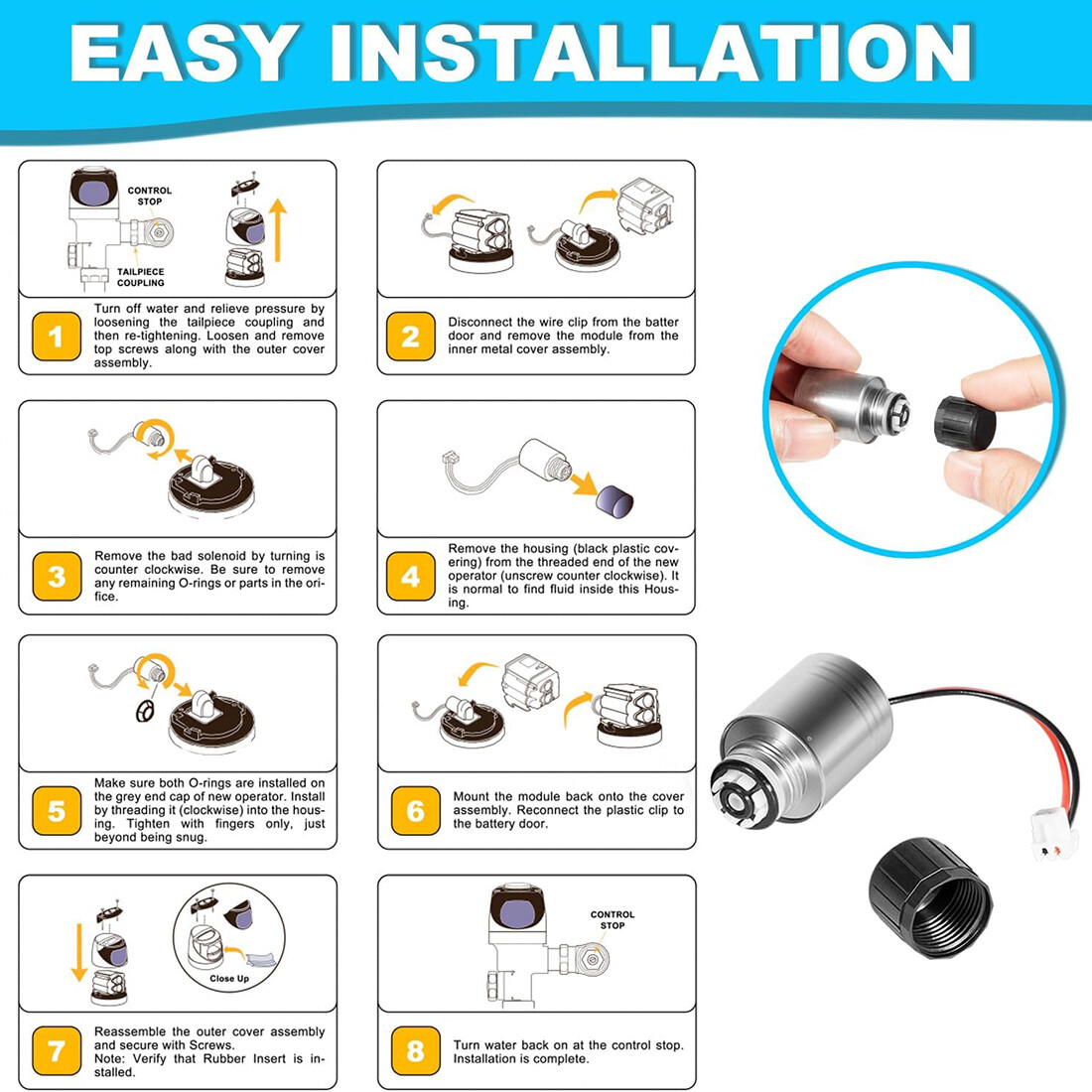 EBV-136-A G2 3325453 Flush Valve Solenoid for Sloan G2/ ECOS/SOLIS Flushometers