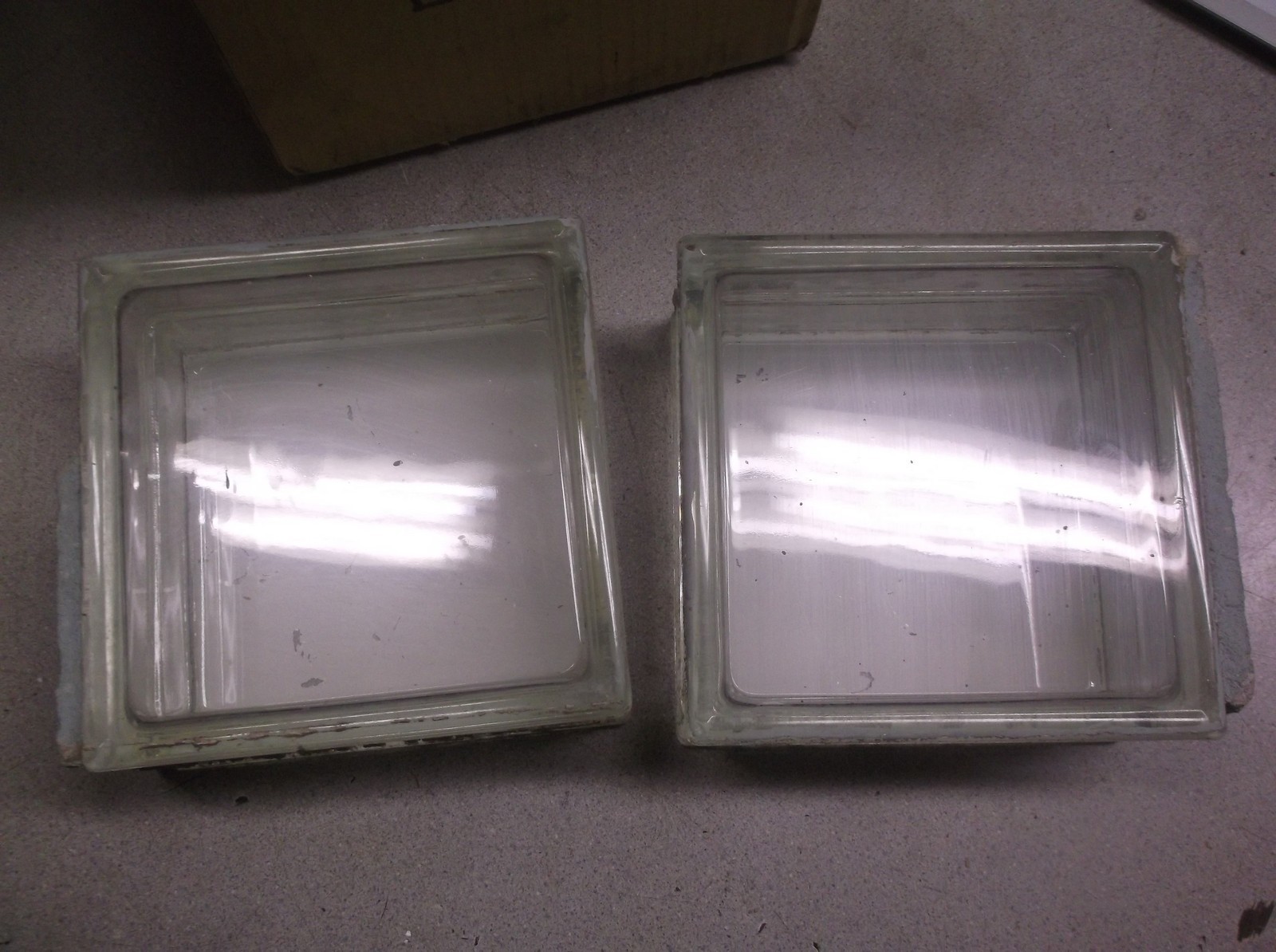 Vintage Architectural Glass Block 7-3/4″ x 7-3/4″ x 3-7/8″, Lot of 2
