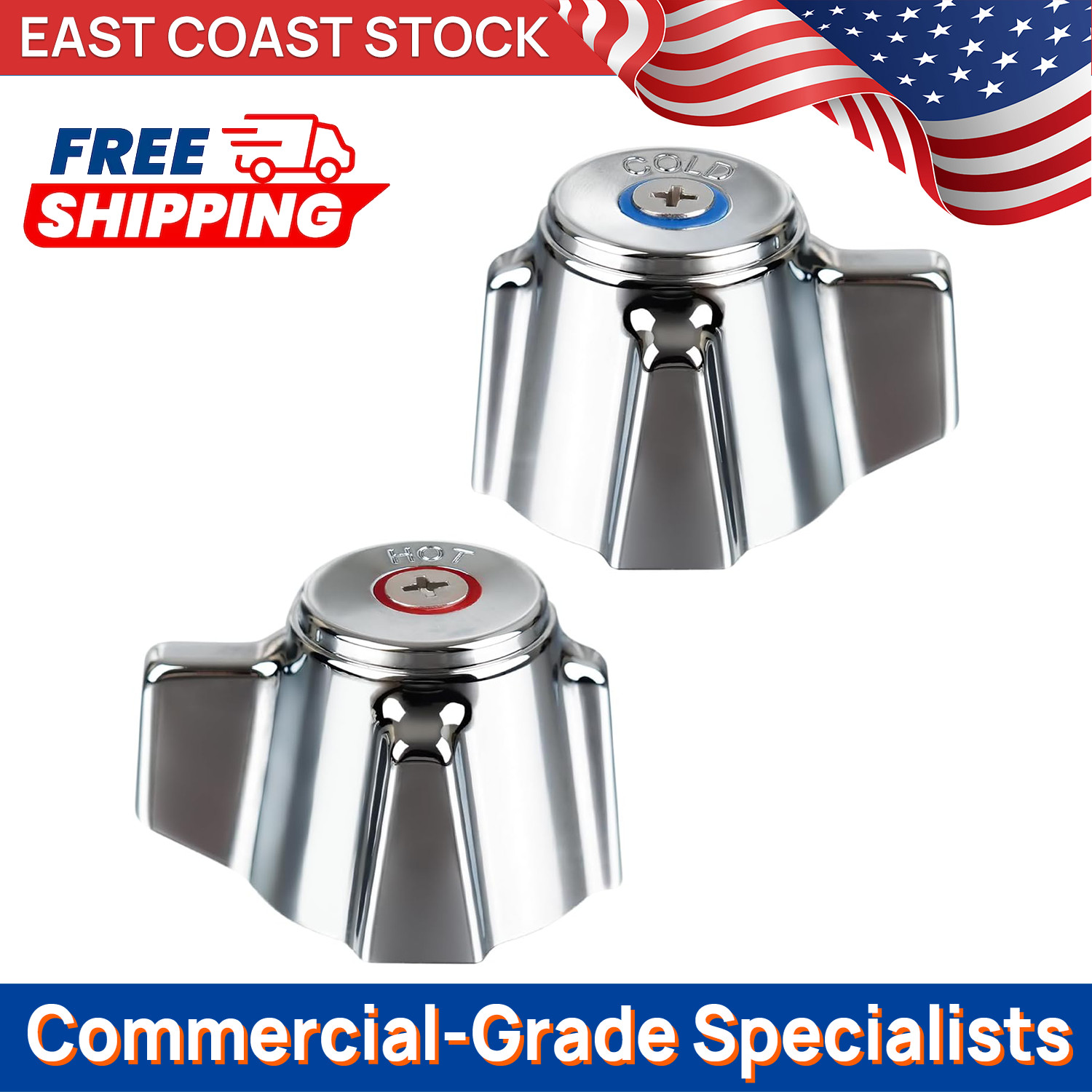 Replacement Knob Handles for Commercial Hand Sink Faucet – 2-Pack Brass