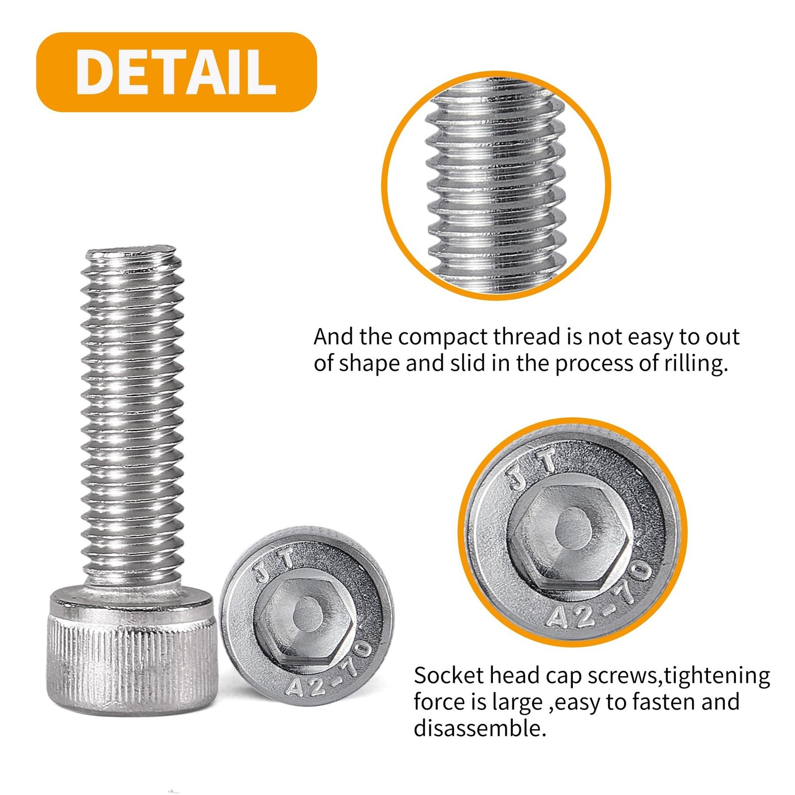 M5-0.8 x 12mm Socket Head Cap Screws Bolts, 304 Stainless Steel (A2-70), Alle…