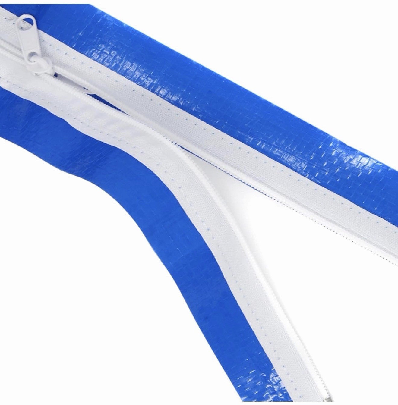Zip-Up Twin Zipper Door Peel & Stick Plastic Sheeting Access Blue/White 7 ft