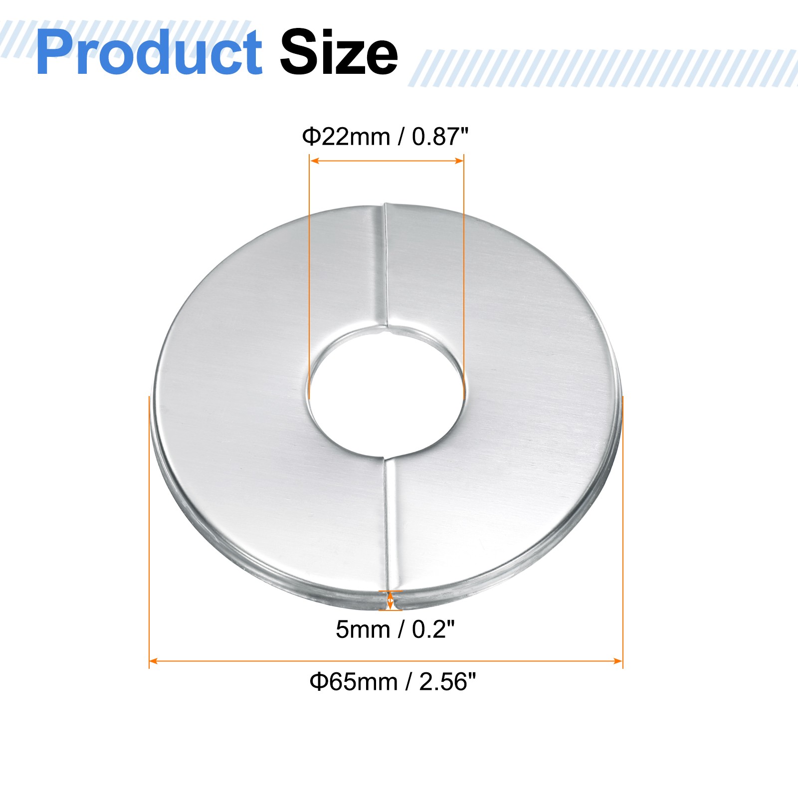 2 Pcs 0.87″ Steel Wall Split Flange Self Adhesive Hole Cover for Floor Ceiling