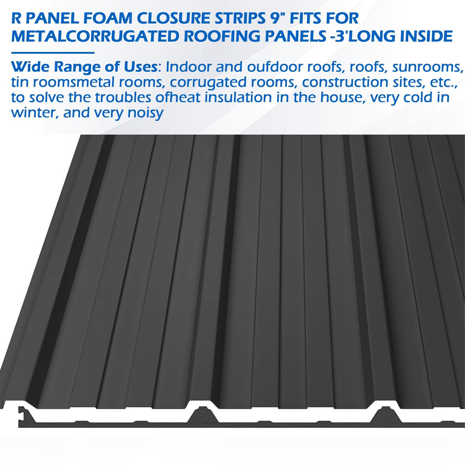 9 in Classic Rib Profile Foam Closure Strips with Self-Adhesive Inner, Inside