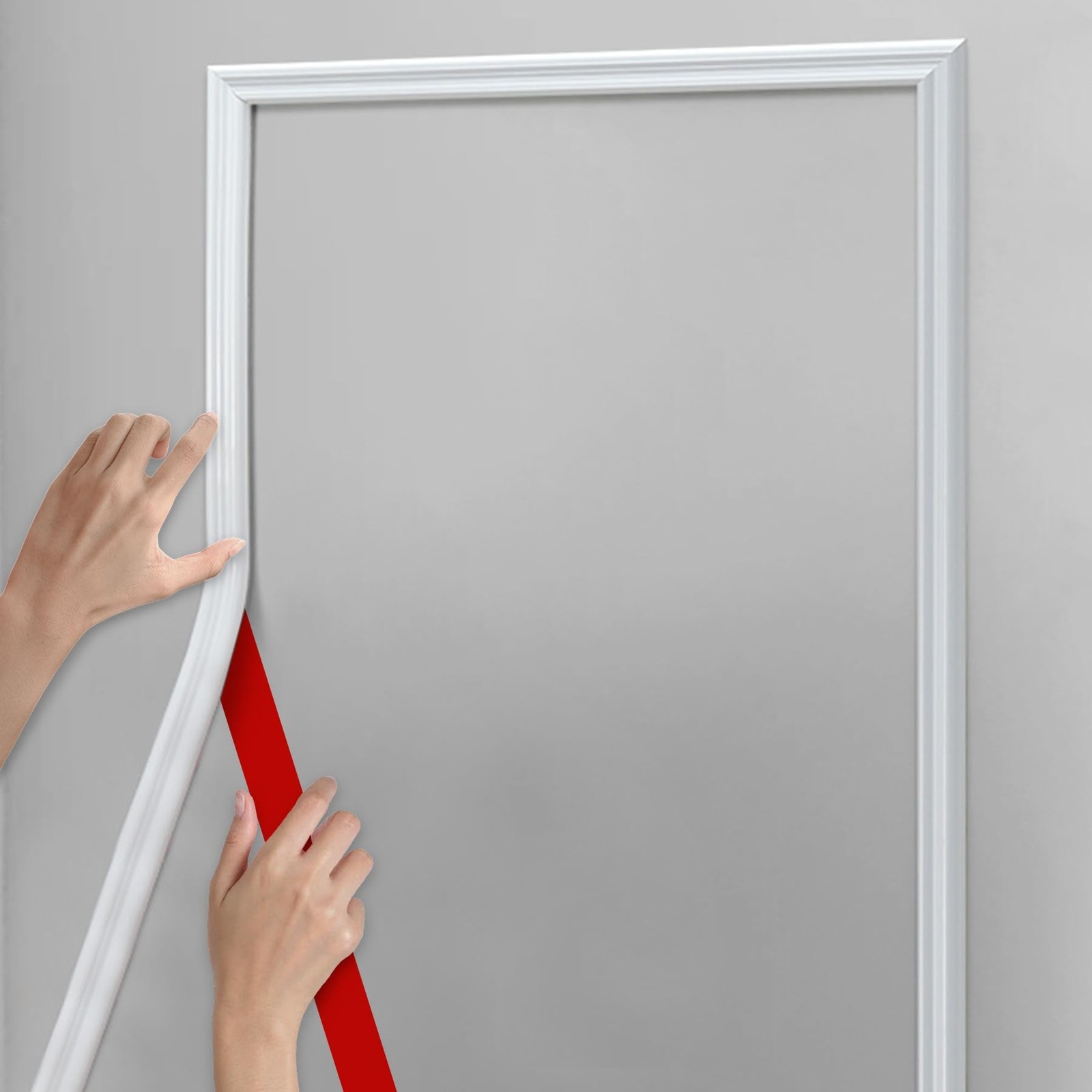 Hungbak 240″L x 0.9″W Peel and Stick Chair Rail Panel Molding, Pre-Primed Tri…