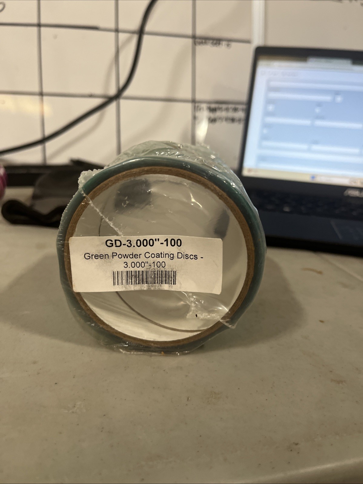 GREEN POWDER COATING DISCS GD-3.000-100 NEW!! 7 ROLLS, 100 STICKERS PER ROLL