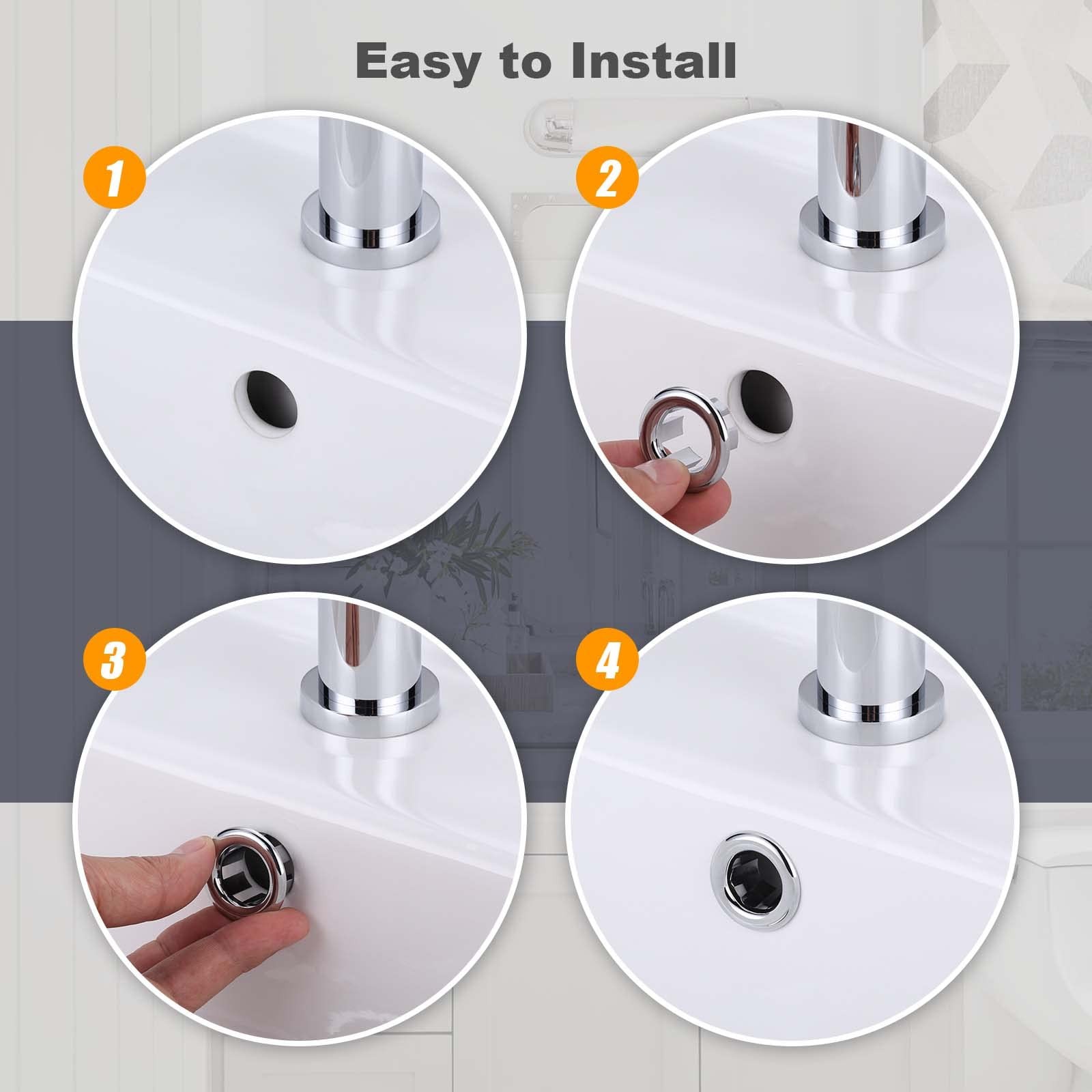 2 Pack Sink Overflow Ring, ARCORA Bathroom Kitchen Basin Chrome-2