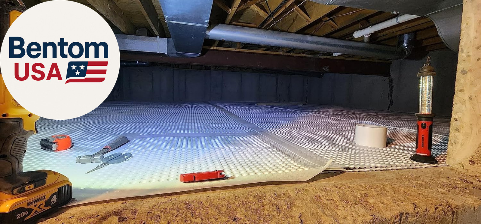 Whitecap Dimple Drainage Matting 4′ X 50′ – Heavy Duty Foundation Drainage Membr