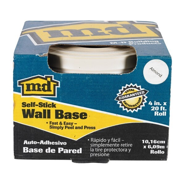 M‑D Building Products 93229 4″ × 20 ft Self‑Stick Almond Vinyl Wall Base
