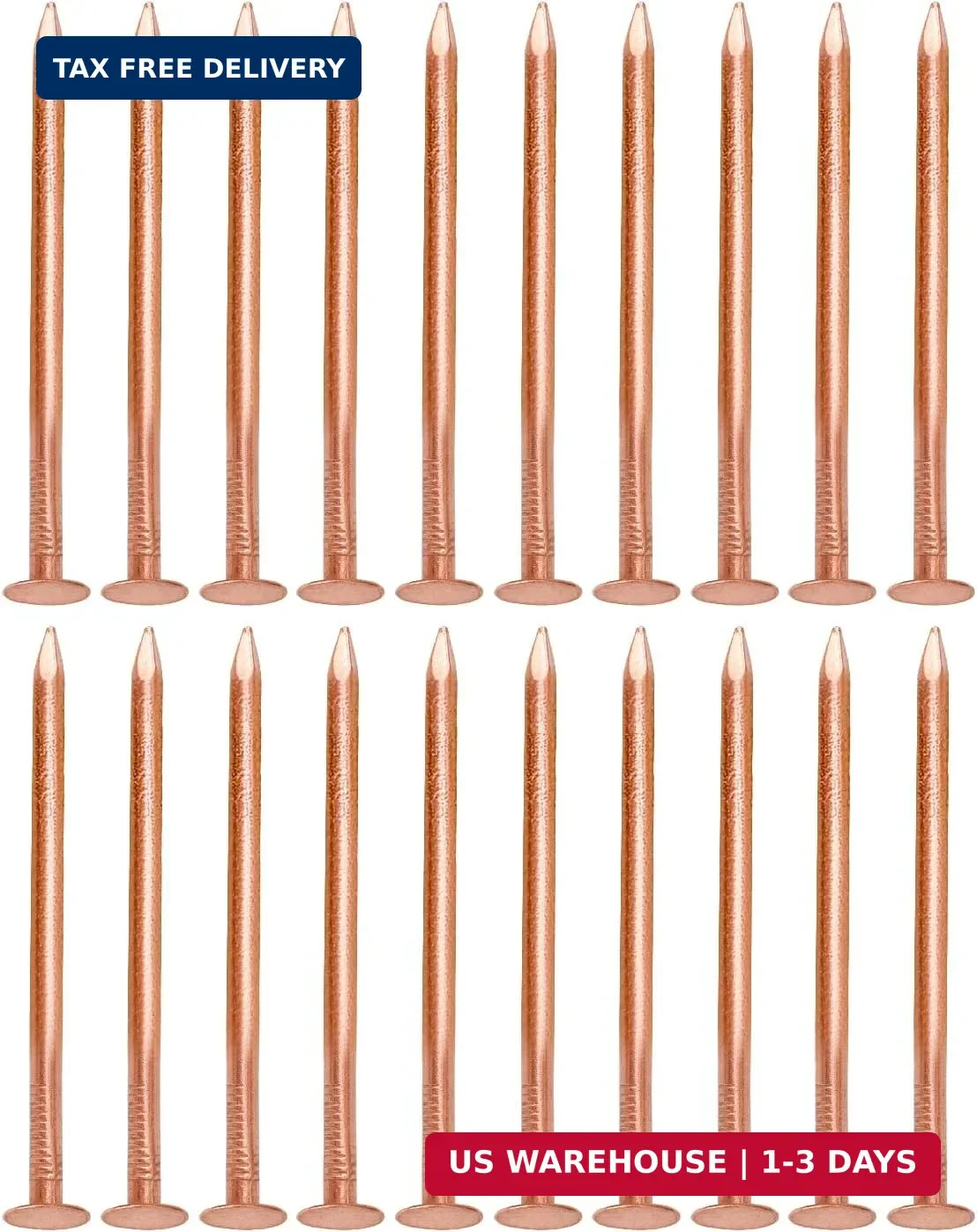 4 Inch Copper Nails, 20Pcs, 99.9% Pure Copper Nail for Roofing Finish, Furniture