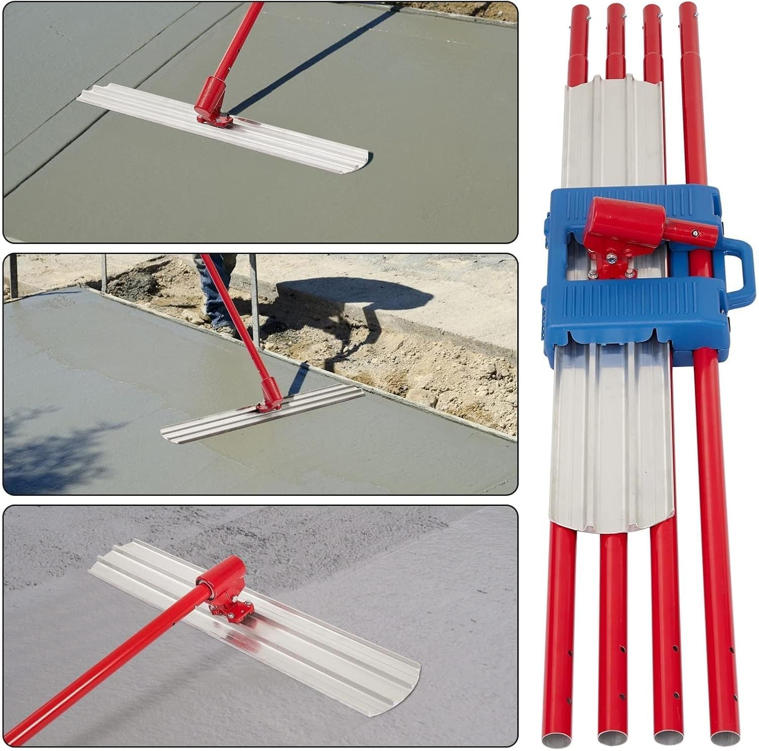 36/48 Inch Concrete Float Kit Aluminum Alloy Bull Float w/ 4 Handles & Bag
