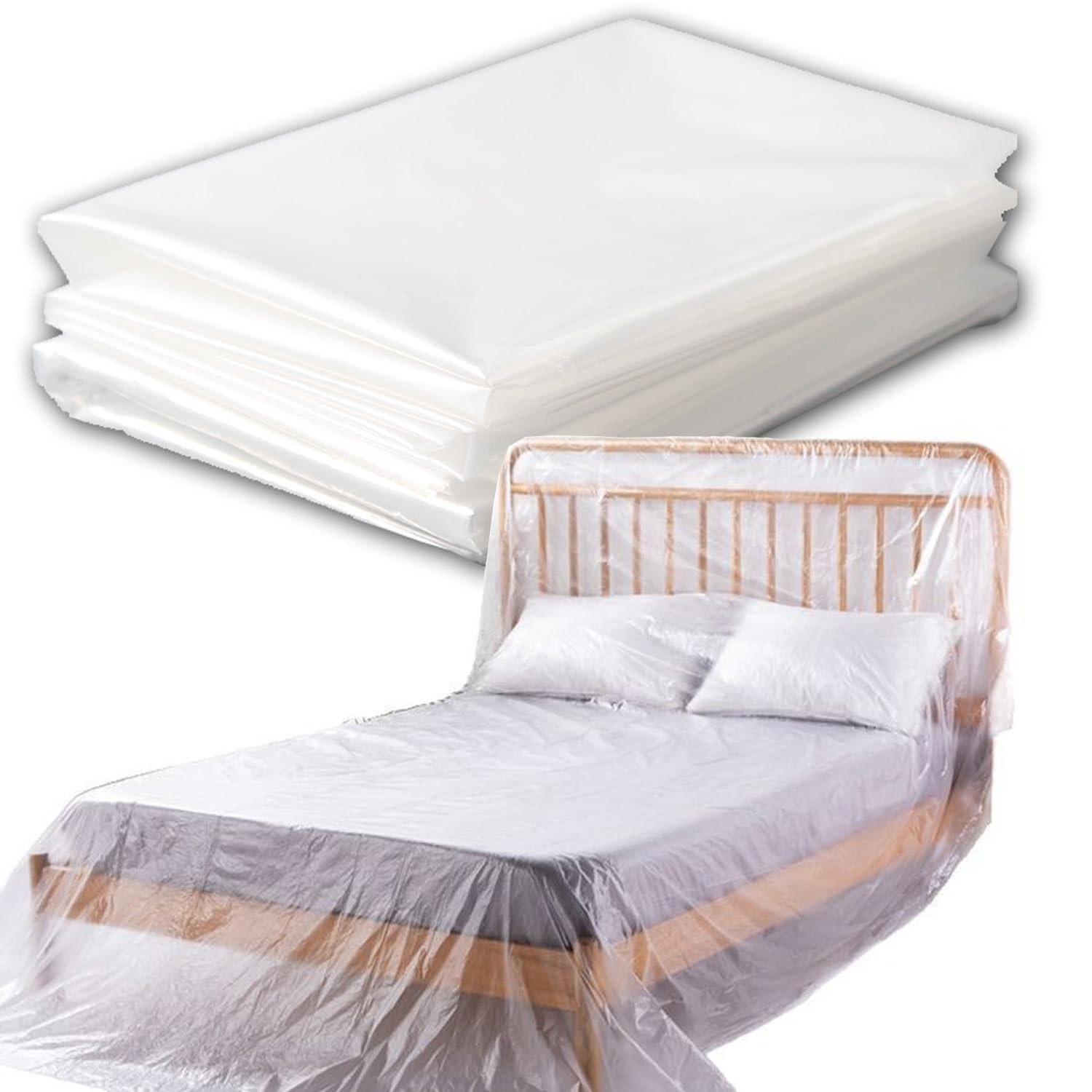 6 Pack Drop Cloth Plastic Sheeting, 9 x 12 FT Heavy Duty Painters Tarp, Water…