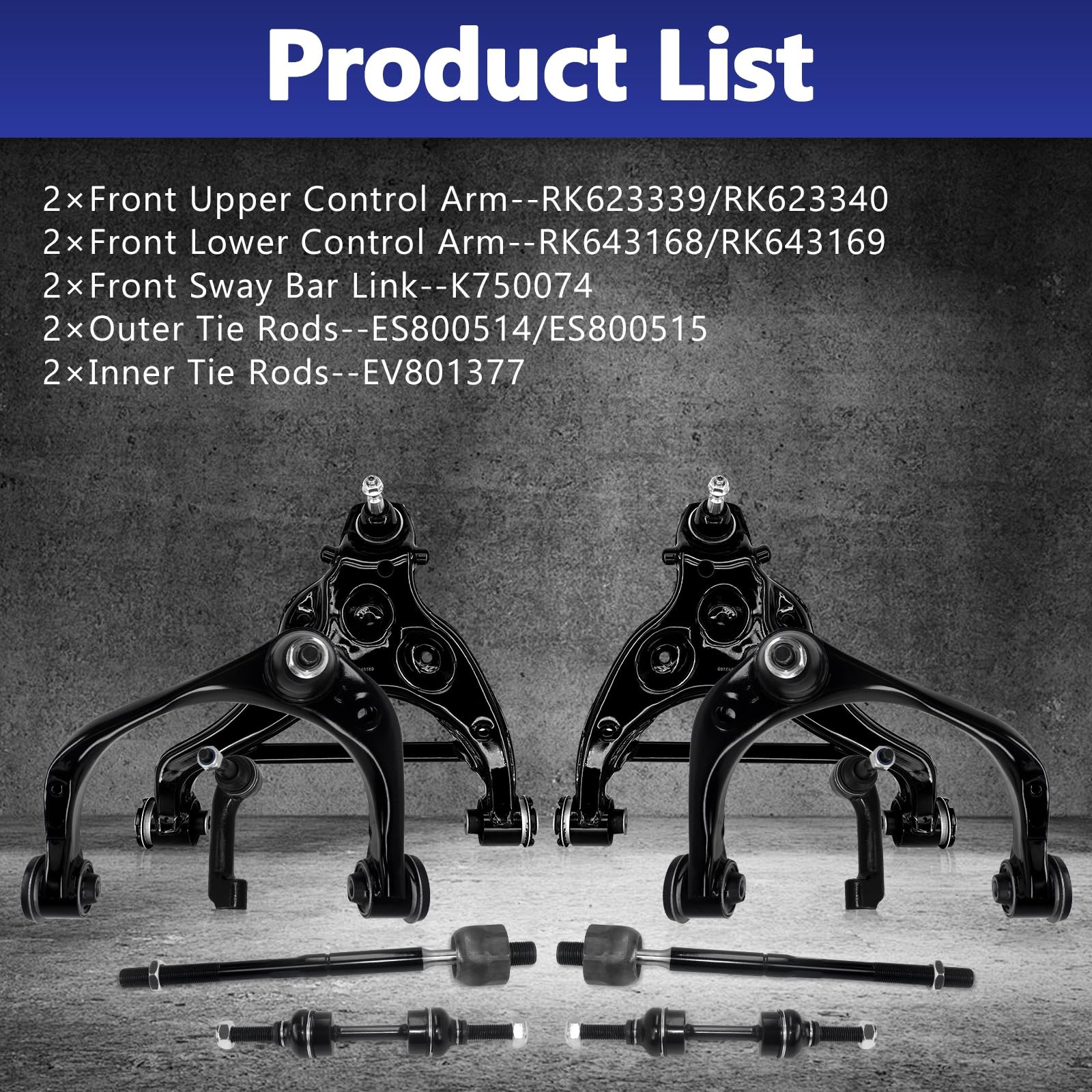 10Pc Control Arm w/Ball Joint Sway Bar Tie Rod Kit for 15-20 F150 Expy Navi 2WD