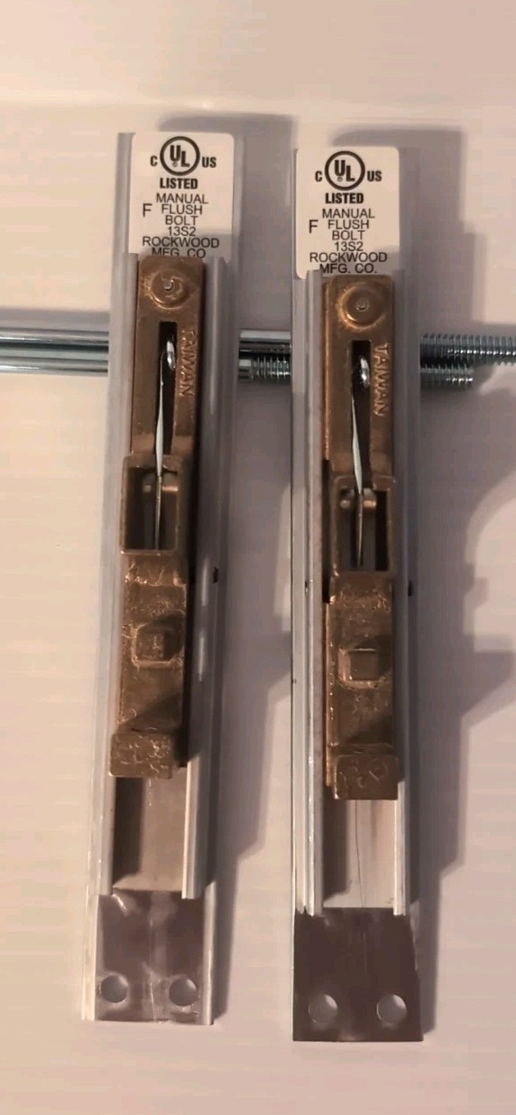 Set of 2: Rockford 555.26D Lever Extension Flush Bolts, Satin Chrome