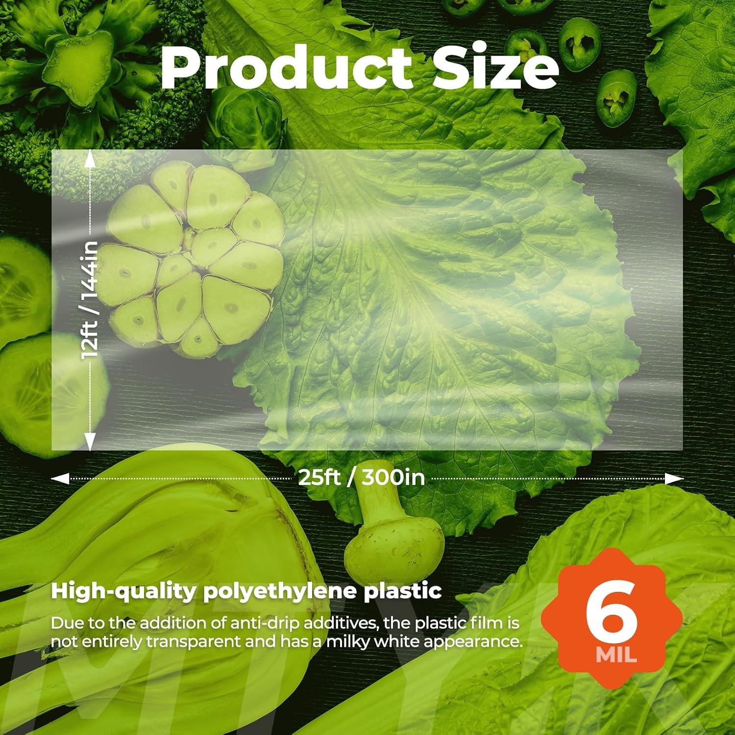 12×25 ft 6 Mil Heavy Duty Greenhouse Plastic Sheeting Film Covering Mil