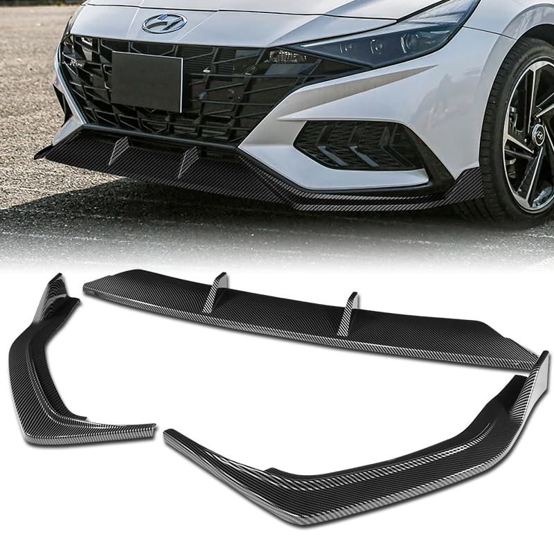 3pcs Front Bumper Lip Spoiler 2021-2023 Hyundai Elantra N-Line (Carbon Look)