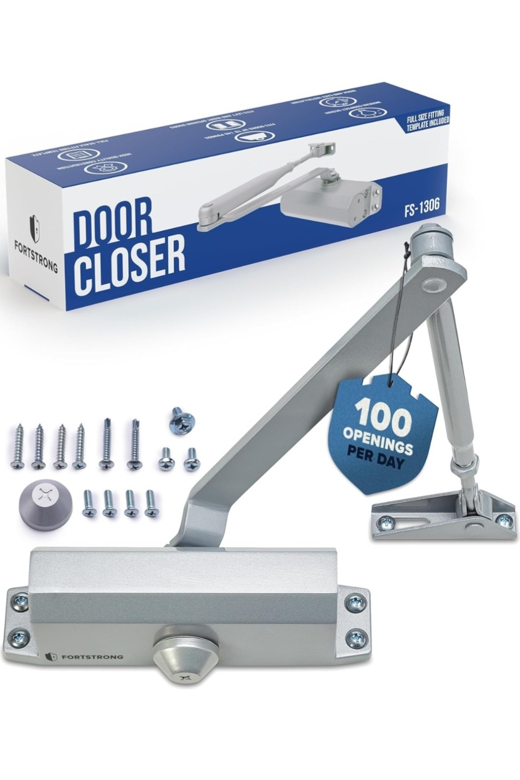 FORTSTRONG FS-1306 Silver Hydraulic Automatic Door Closer UL Listed Grade