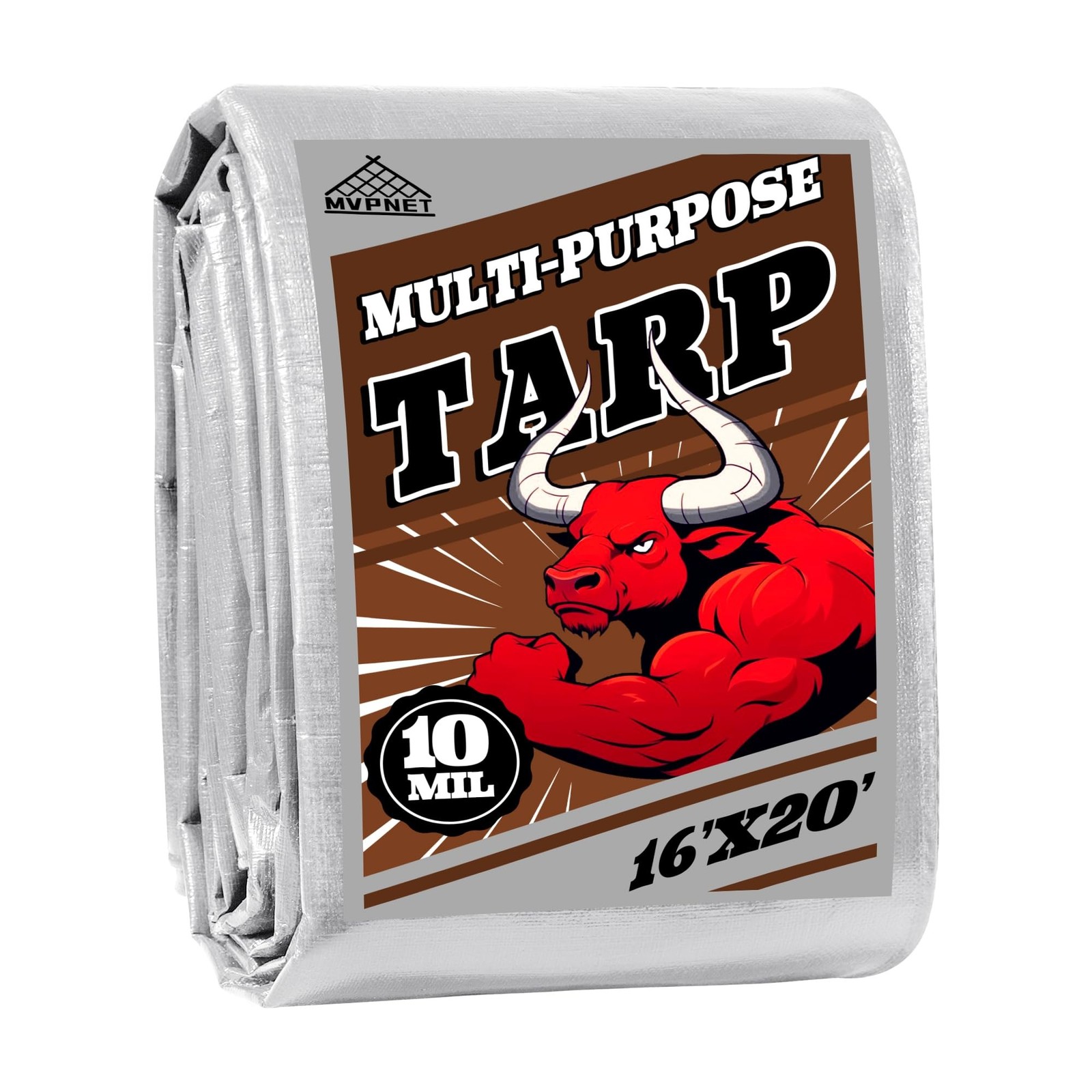 Tarp 16×20 ft Heavy Duty 10mil Silver/Brown 100% Waterproof High Durability M…