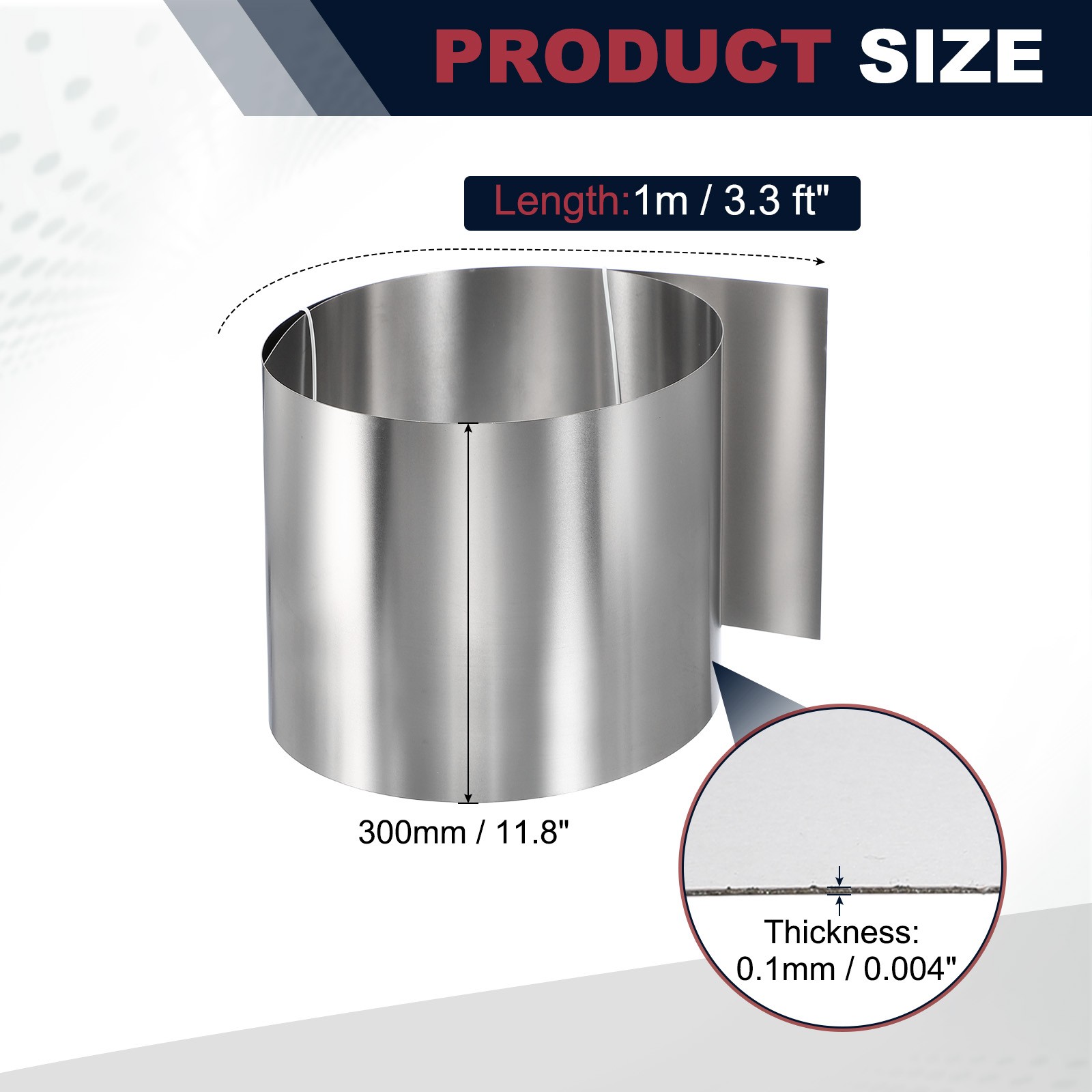 11.8in x 3.3ft Stainless Steel Flashing Roll, 0.1mm Metal Roof Panels