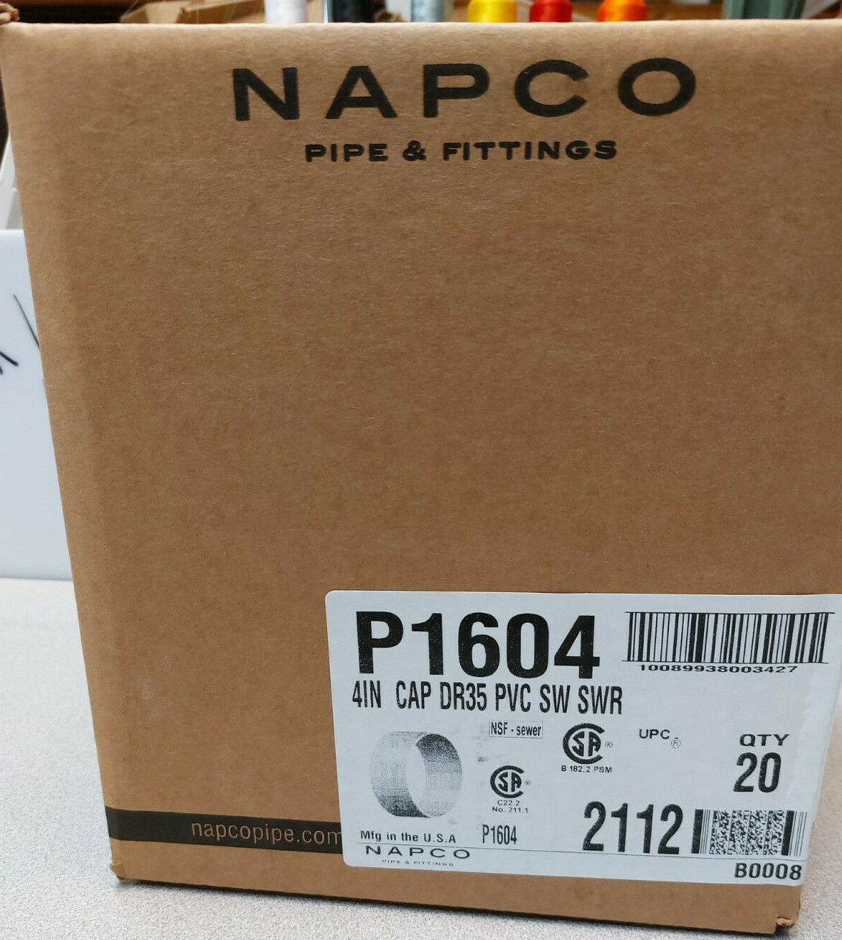 (Multi-Pack) Napco Pipe & Fittings P1604 4″ SDR Solvent Weld Cap, SDR35, PVC