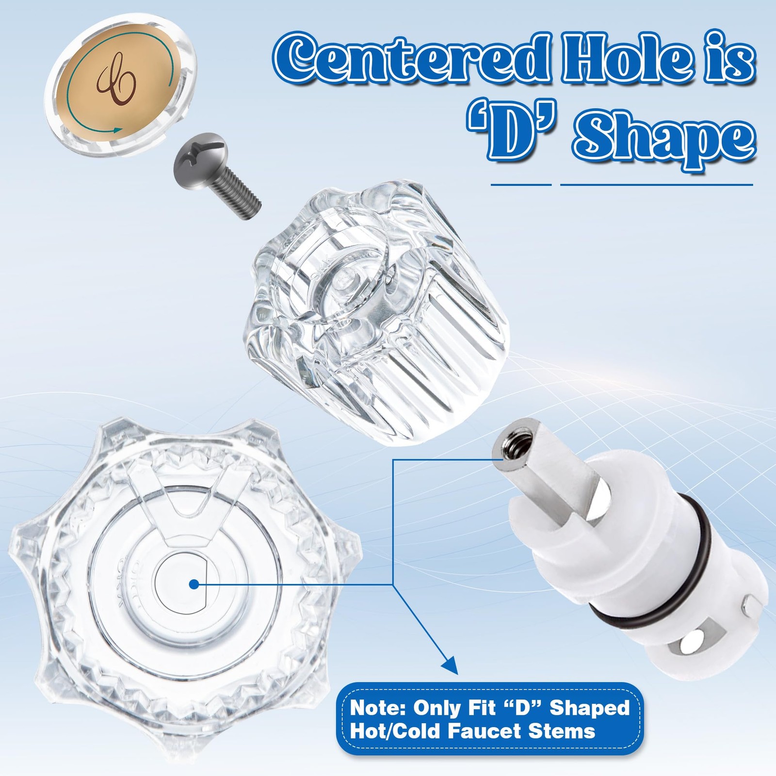 Dreyoo Bathroom Sink Knobs Replacement, Bathtub Faucet Handles with 4 Clear