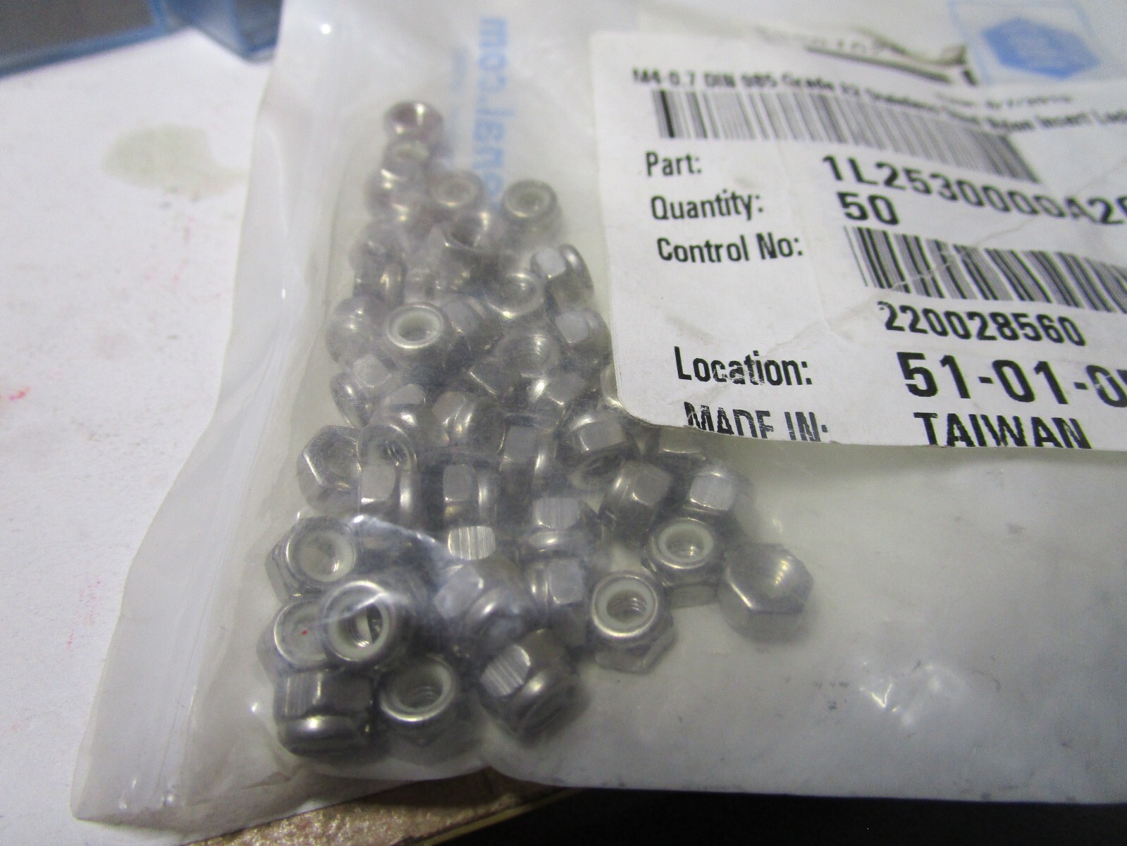 M4-0.7 DIN 985 A2 Stainless Steel Nylon Insert Lock Nut QTY 50