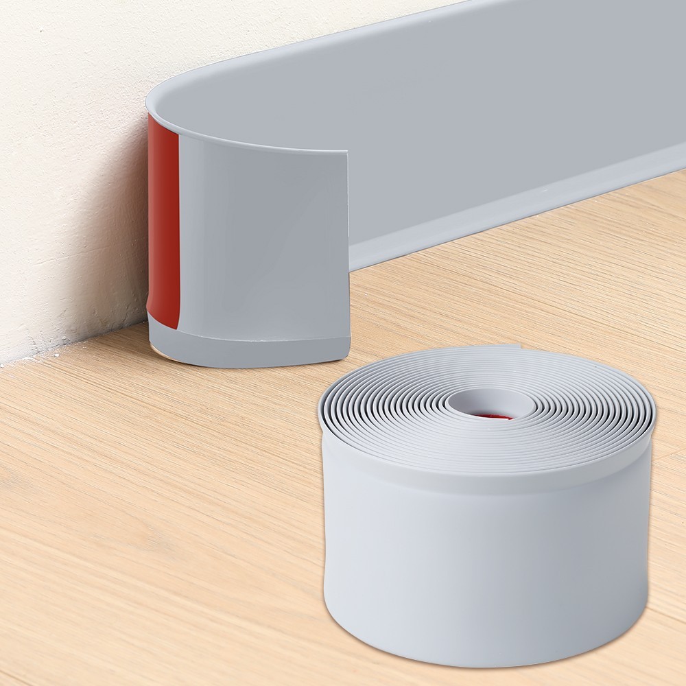 Vinyl Wall Base Baseboard Molding Trim 4″ Flexible Self Adhesive Gray