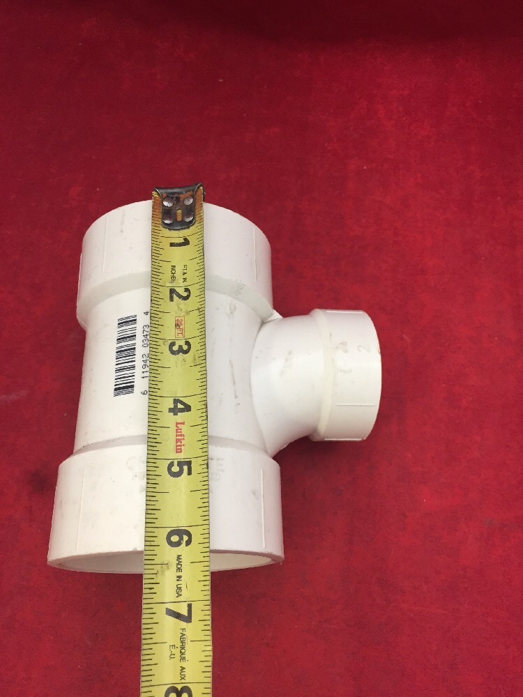 One New PVC Plastic Pipe Fitting3″x3″x2″ WYE Tee 6.25″ Long White