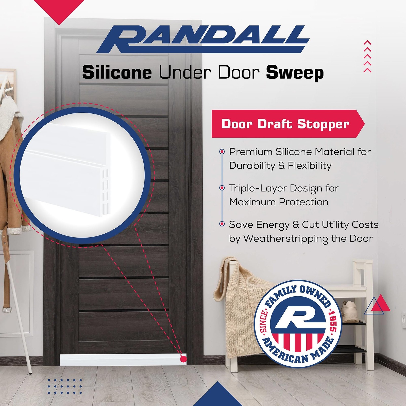 Adhesive Backed Door Draft Stopper – Silicone Under Door Sweep for Interio