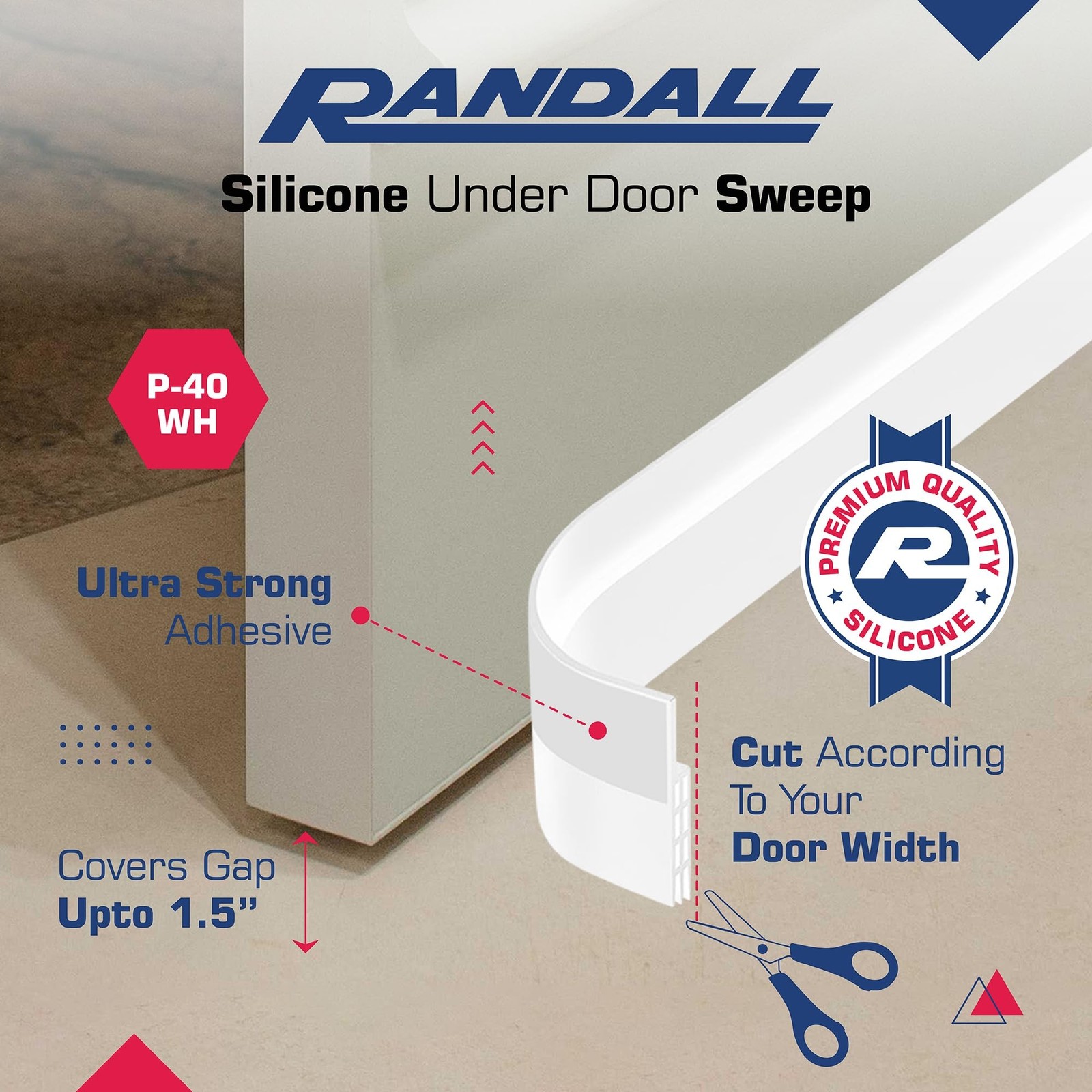 Adhesive Backed Door Draft Stopper – Silicone Under Door Sweep for Interio
