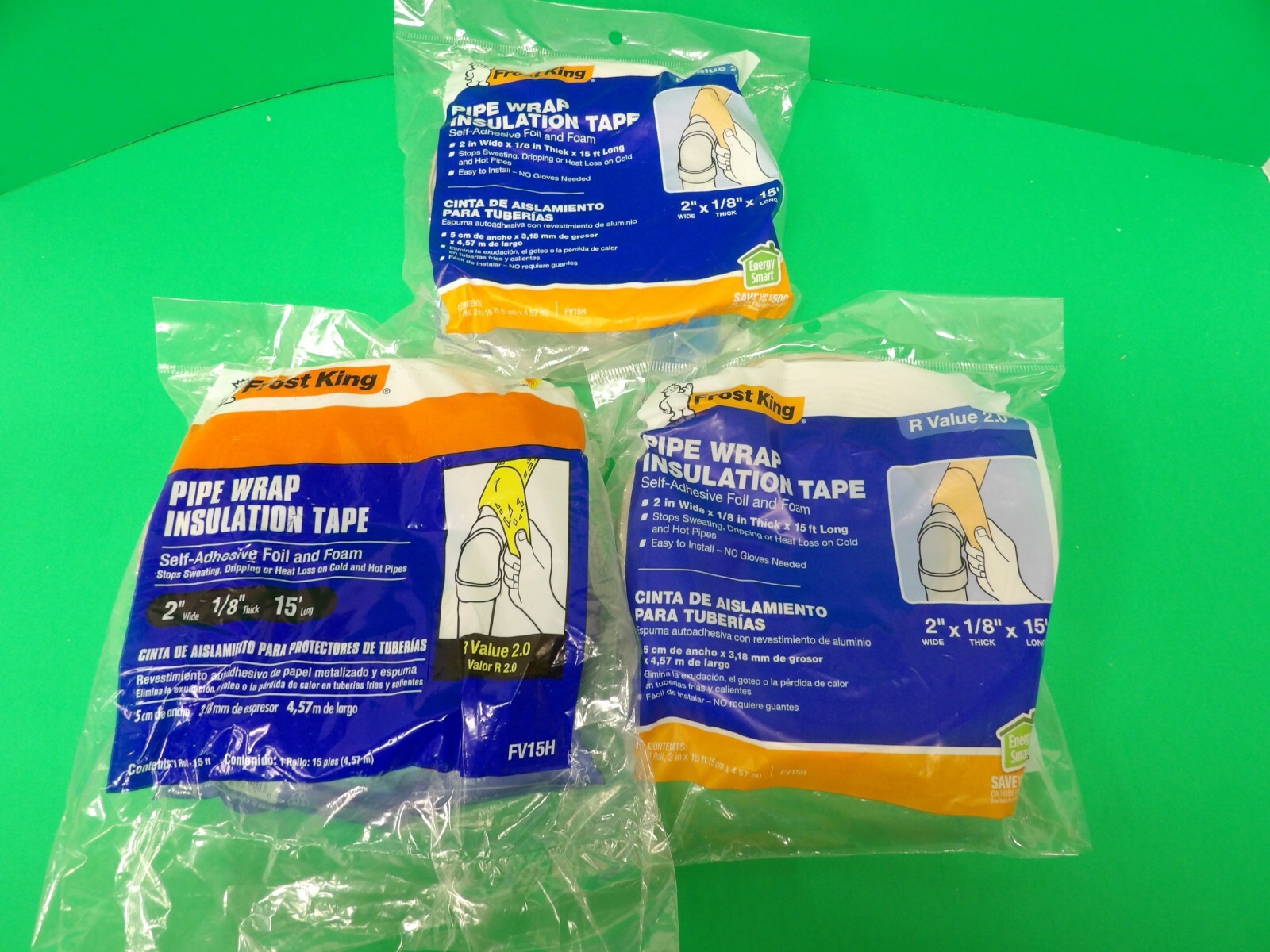 3 Frost King Pipe Wrap Insulation Tape 2″ x 1/8″ x 15 Foot R 2.0 Self Adhesive