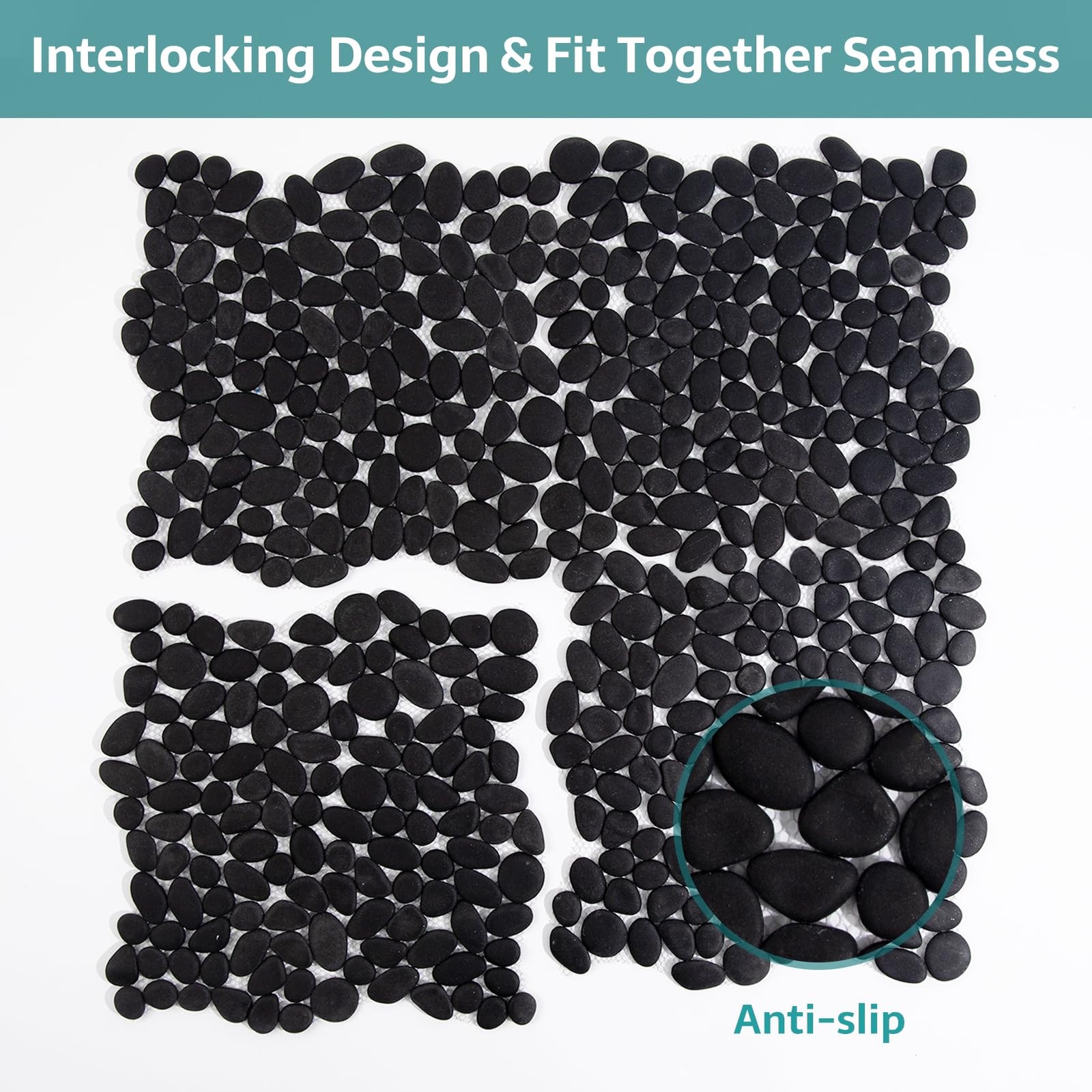 Soulscrafts Pebble Tile Black Pebble Tiles For Shower Floor Kitchen Backsplash