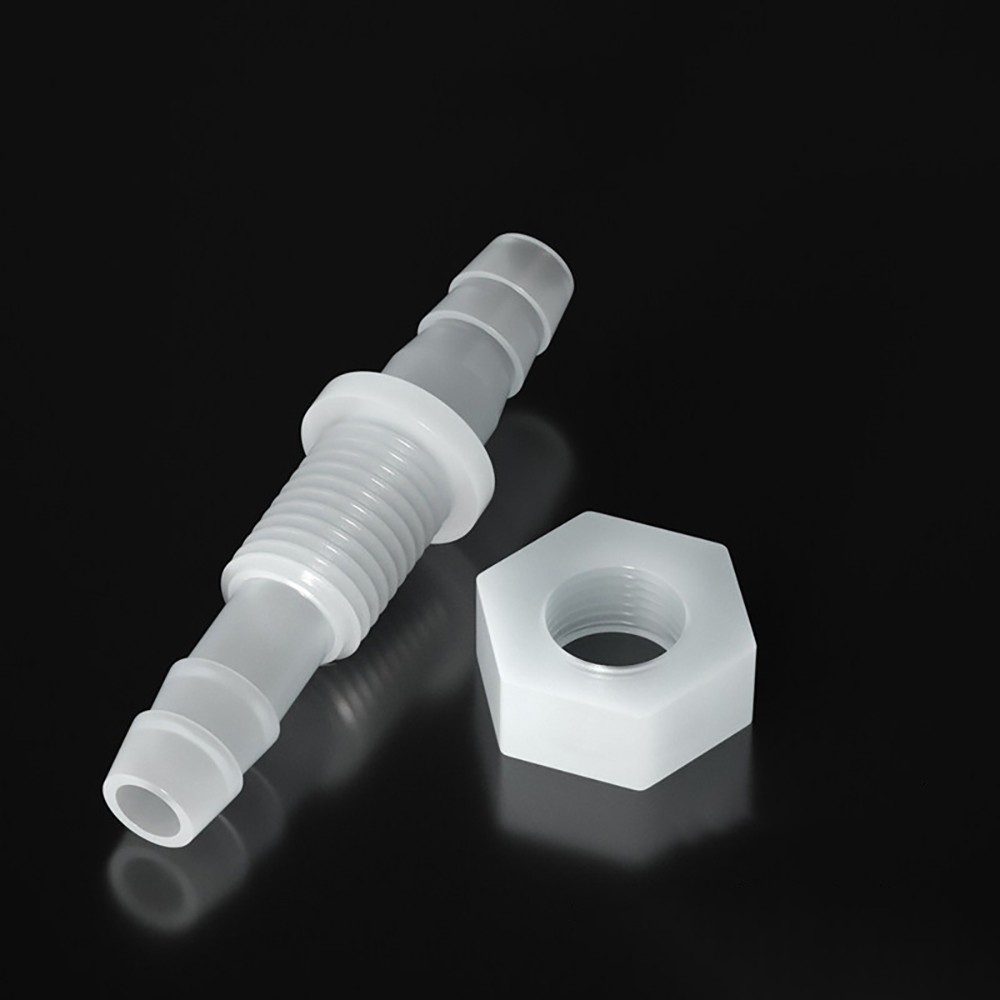 Plastic Bulkhead Connector Straight Barbed Thread Fitting with Nut Inlet Outlet
