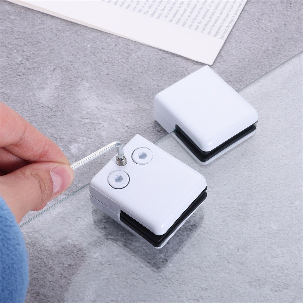 8Pcs Square Glass Clamps White for Indoor Outdoor Glass Shelves Bathroom Shower