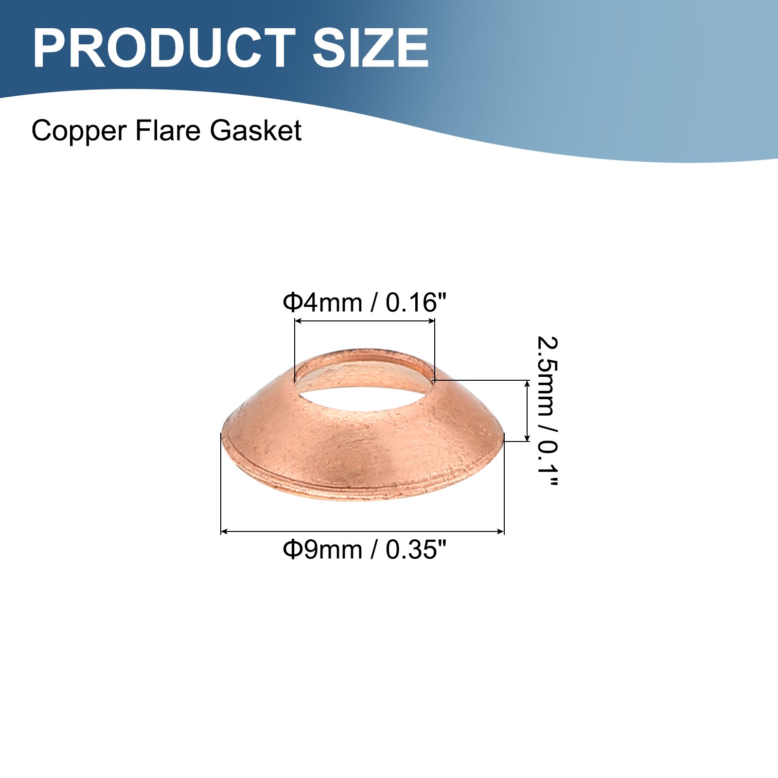 24PCS Copper Flare Gasket 1/4″ Tube Size Suitable for 6.35mm Copper Pipe