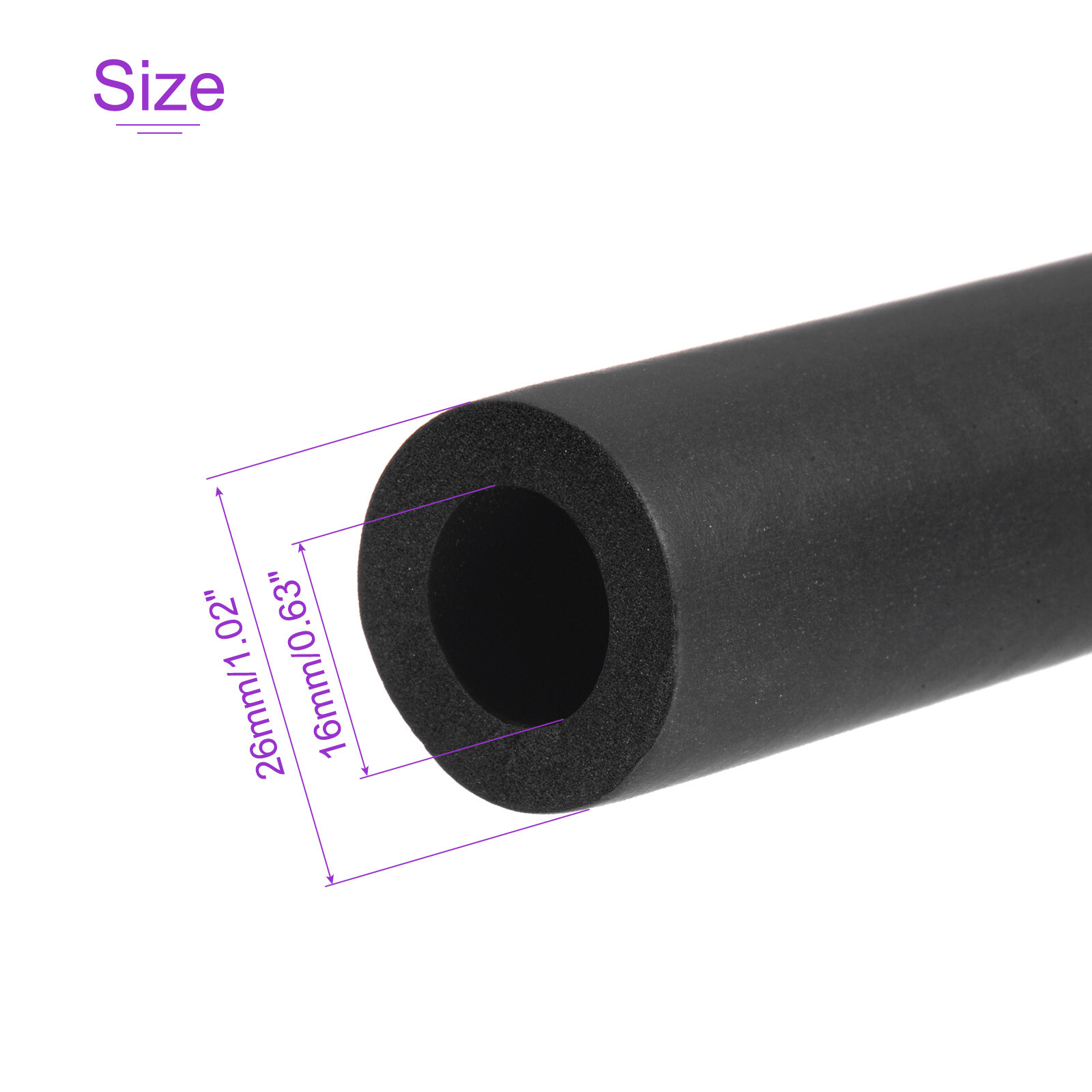 5/8″ ID x 3/16″ Thick 20″ Black Foam Grip Wrap Tube Closed Cell Tubing Non-slip