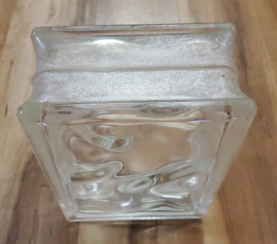 Vintage Architectural Glass Block Rectangle 7.75″x5.75″x3″ Reclaimed Wave Wavy