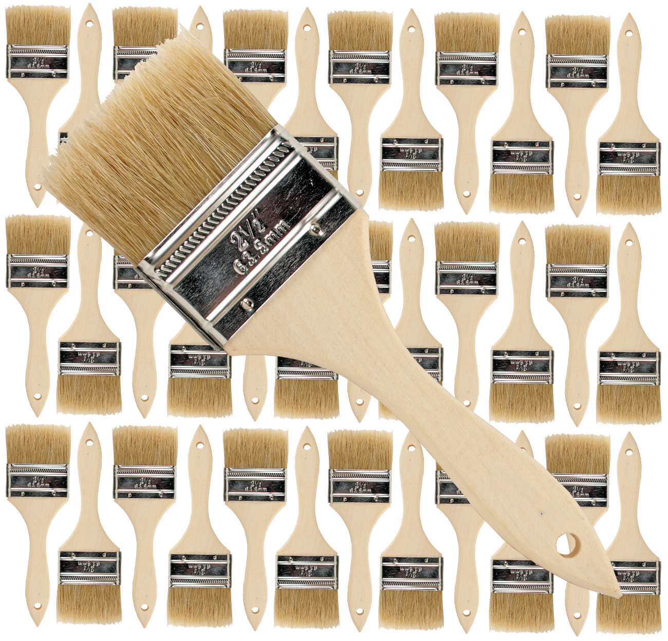 36 Pk- 2 1/2 inch Chip Paint Brushes for Paint, Stains,Varnishes,Glues,Gesso