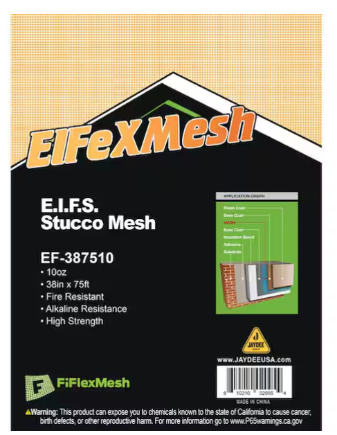 10 oz. 38 in. x 75 ft. Heavy-Duty EIFS Stucco Mesh Flexible & Durable Fiberglass