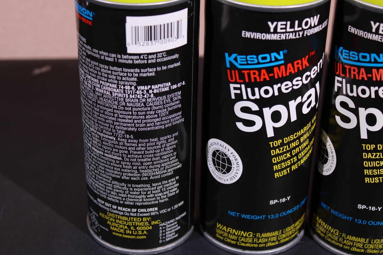 Keson Ultra-Mark Fluorescent Spray – Yellow – 13 oz. 4-Pack SP-16-Y