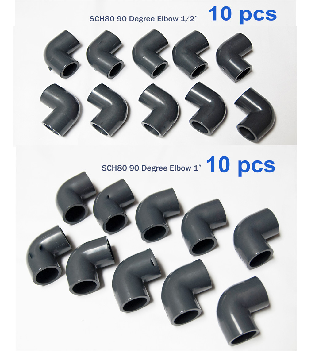 SCH80 90 degree 1/2″ & 1″ Elbow – Lot of 10 pcs