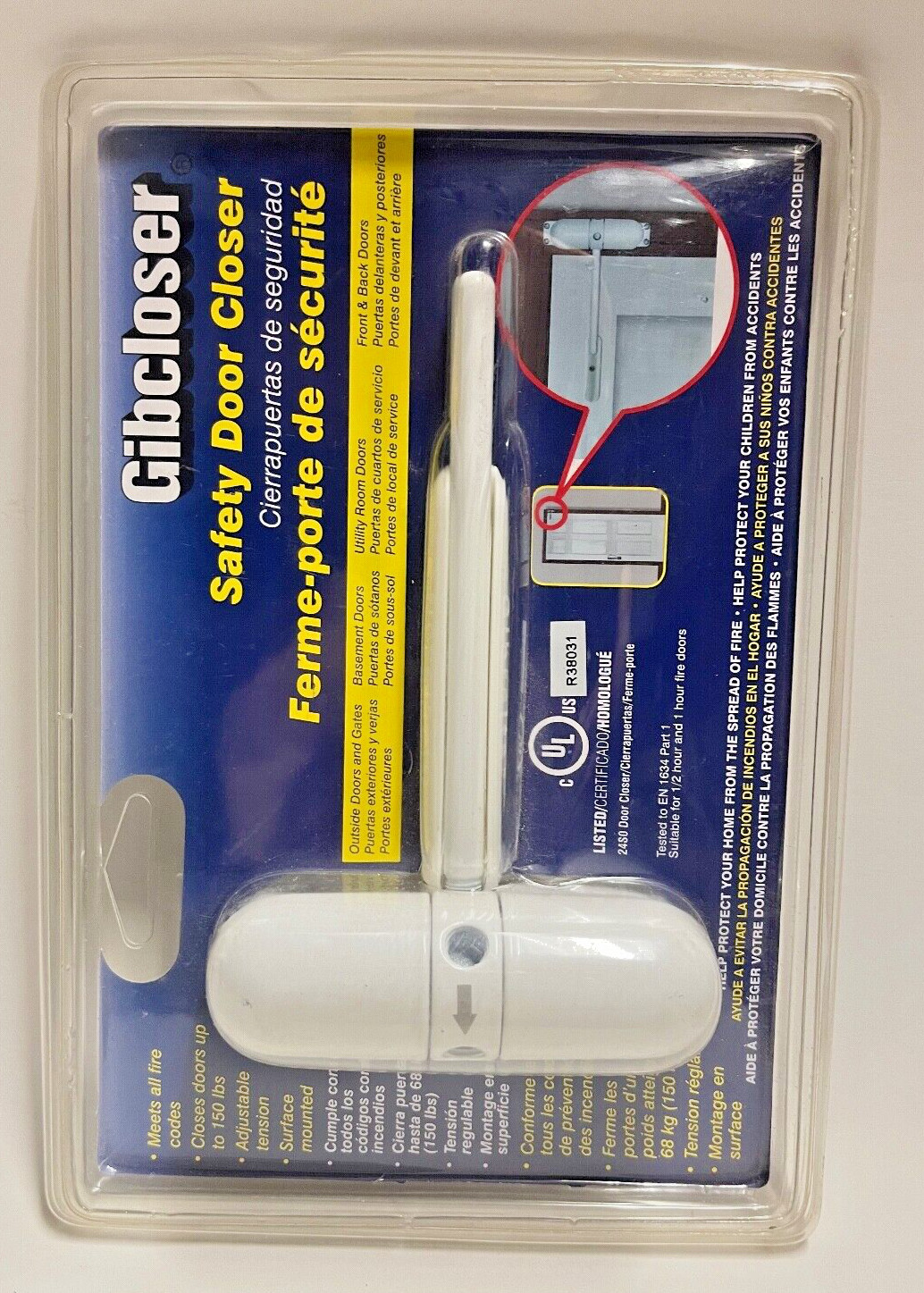 White Safety Gibcloser Commercial Style Entry Office Door Gate Closer 150LBS